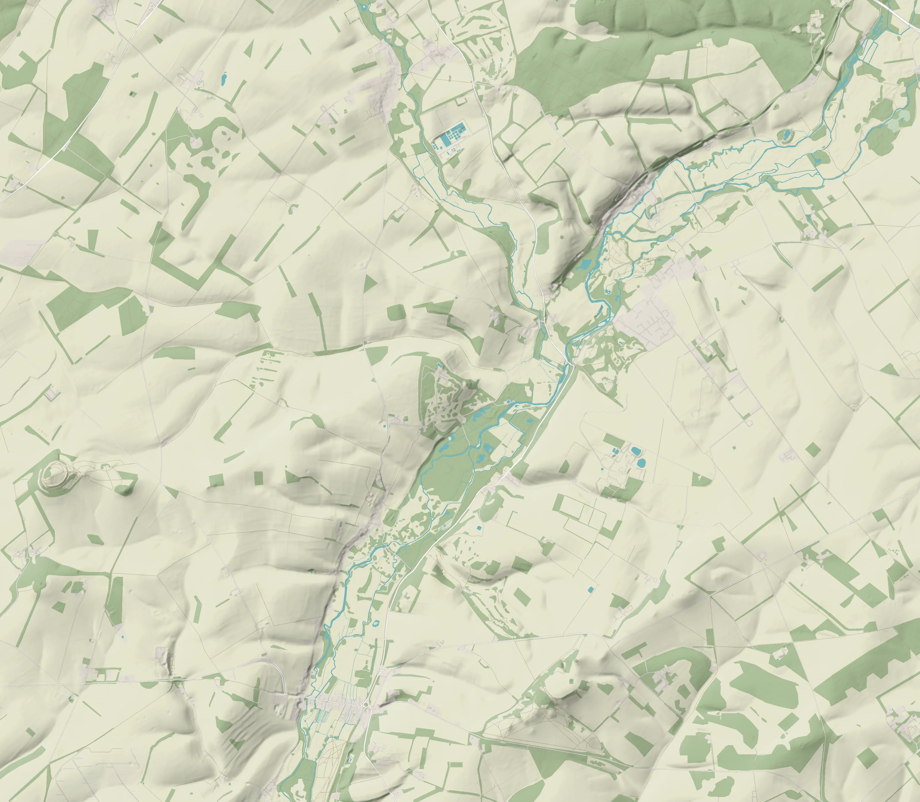 Relief map of the Test Valley between Stockbridge and Wherwell